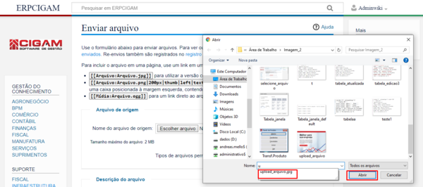 selecionando o arquivo
