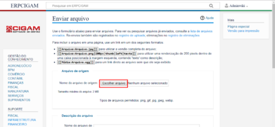 selecione o arquivo desejado para carregar na wiki
