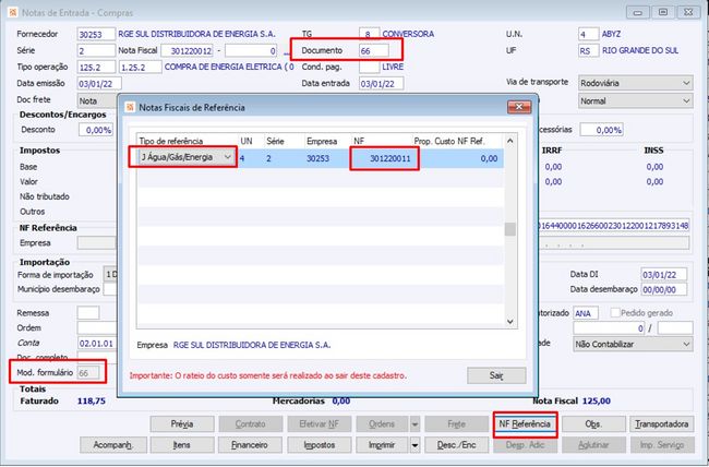 Nota de Energia Elétrica Modelo 06
