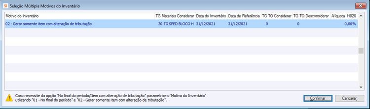 Múltiplos Motivos Inventário