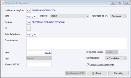 Resumo de Apuração