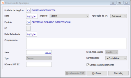 Resumo de Apuração