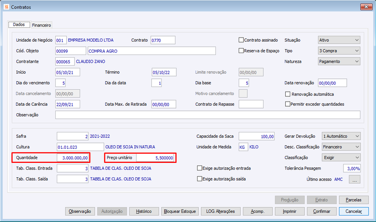 Baixa de Contratos por Cargas com Painel de Adiantamentos