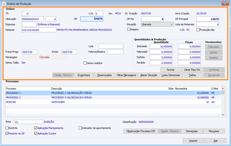 Ordens de Produção