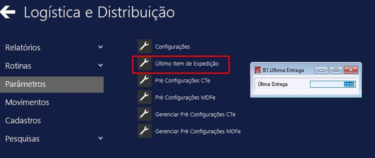 Ultimo Item de Expedição