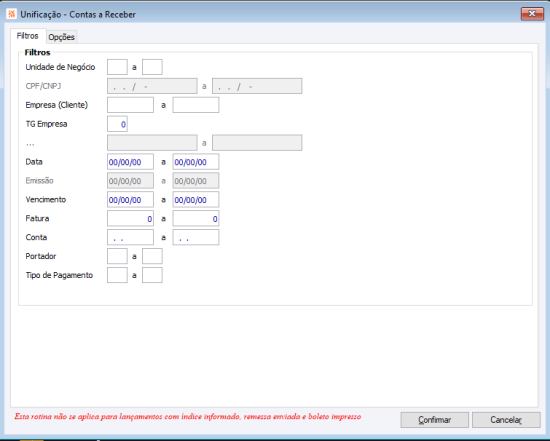 Unificar Contas a Receber