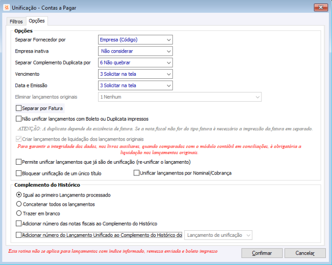 Unificar Contas a Pagar