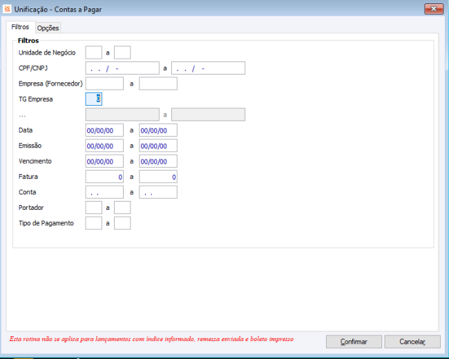Unificar Contas a Pagar