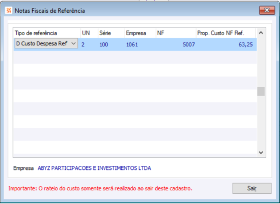 NFes Vinculadas ao CTe